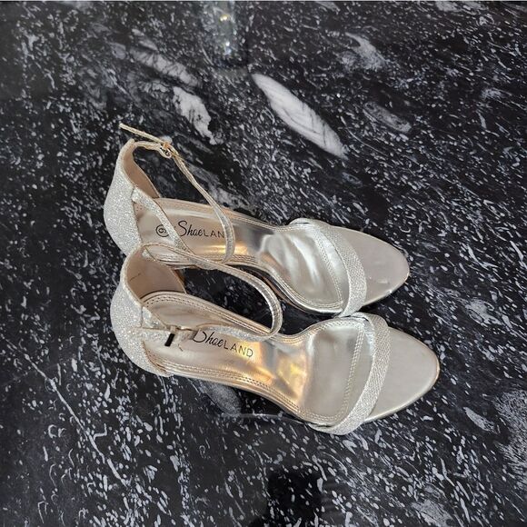 BRAND NEW SHOE LAND SHIMMER GLITTER  HIGH HEEL STILETTO ROUND TOE SANDAL - Picture 5 of 16